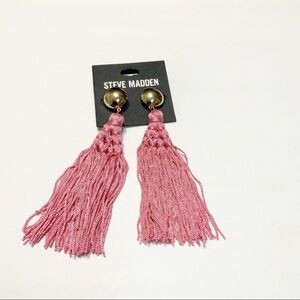 Steve Madden Pink Tassel Statement Earrings NEW